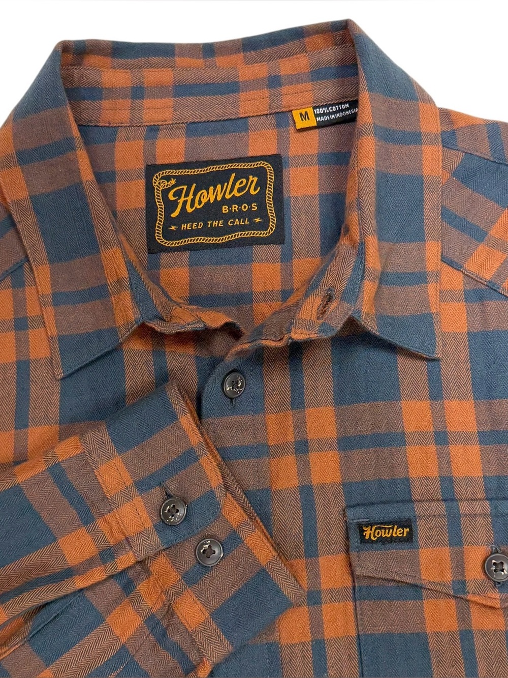 Howler Brothers Shirt Men Medium Blue La Grange Lightweight Flannel Western Yoke